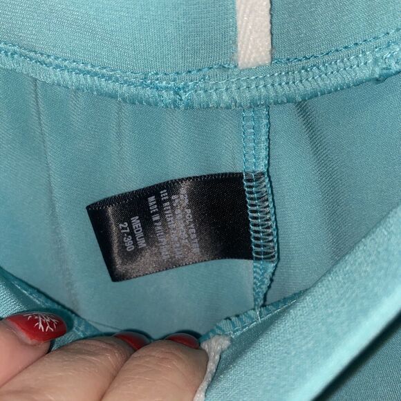 Vintage Susan Lucci Aqua Green Tank Top Pull On Pants Set Poly Knit Suit Sz Med - Picture 9 of 11